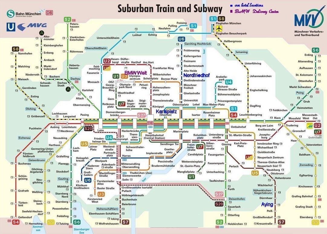 慕尼黑s bahn的地图