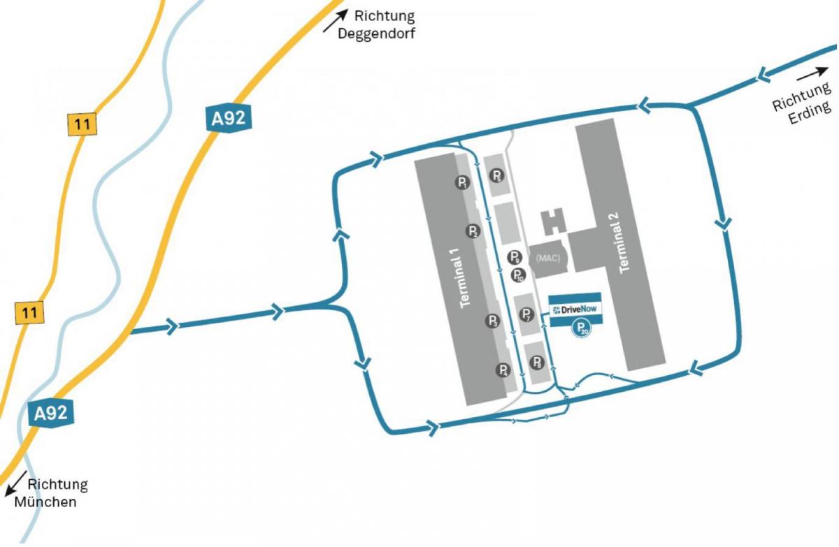 慕尼黑的机场租车的地图