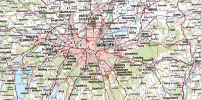 地图慕尼黑市和周边城市