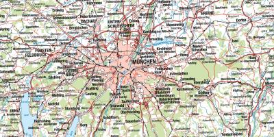 地图慕尼黑市和周边城市